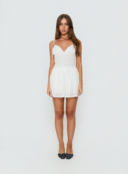 Solitary Ruched Tie Detail Romper White