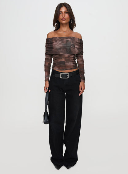 Good Taste Off Shoulder Long Sleeve Top Multi