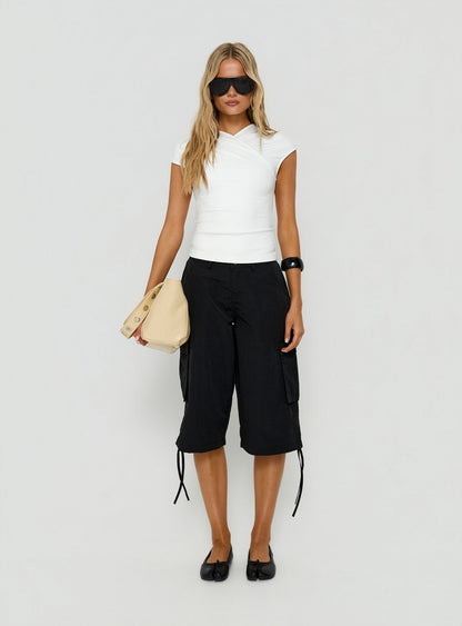 Daily Define Wrap Over Short Sleeve Top White