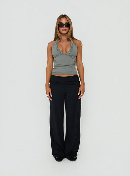 Daily Define Ruched Tie Side Pants Black