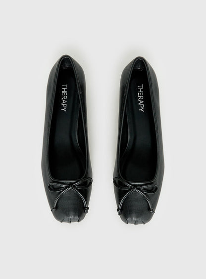 Therapy Sire Block Heel Ballerina Shoes Black