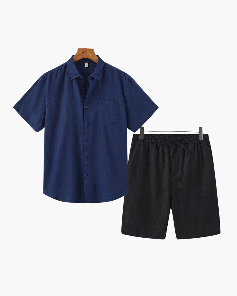 Linen Combo Set with Shorts - Dalm Fashion