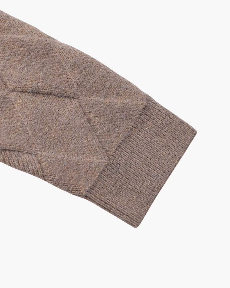 Heritage Diamond Knit Zip Cardigan - Dalm Fashion