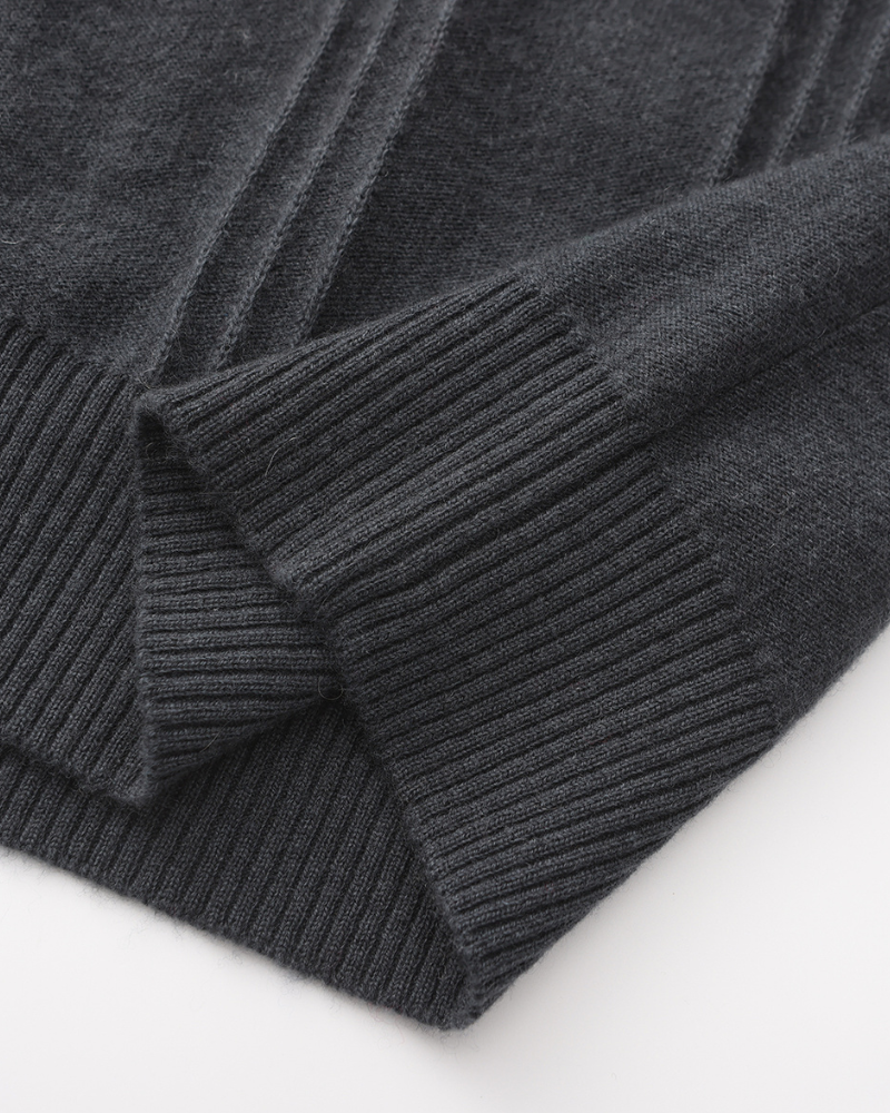 100% Cashmere Ribbed Half Zip - Dalm Fashion