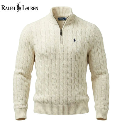 RL Chunky Cable-Knit Cotton Quarter-Zip Sweater - Dalm Fashion