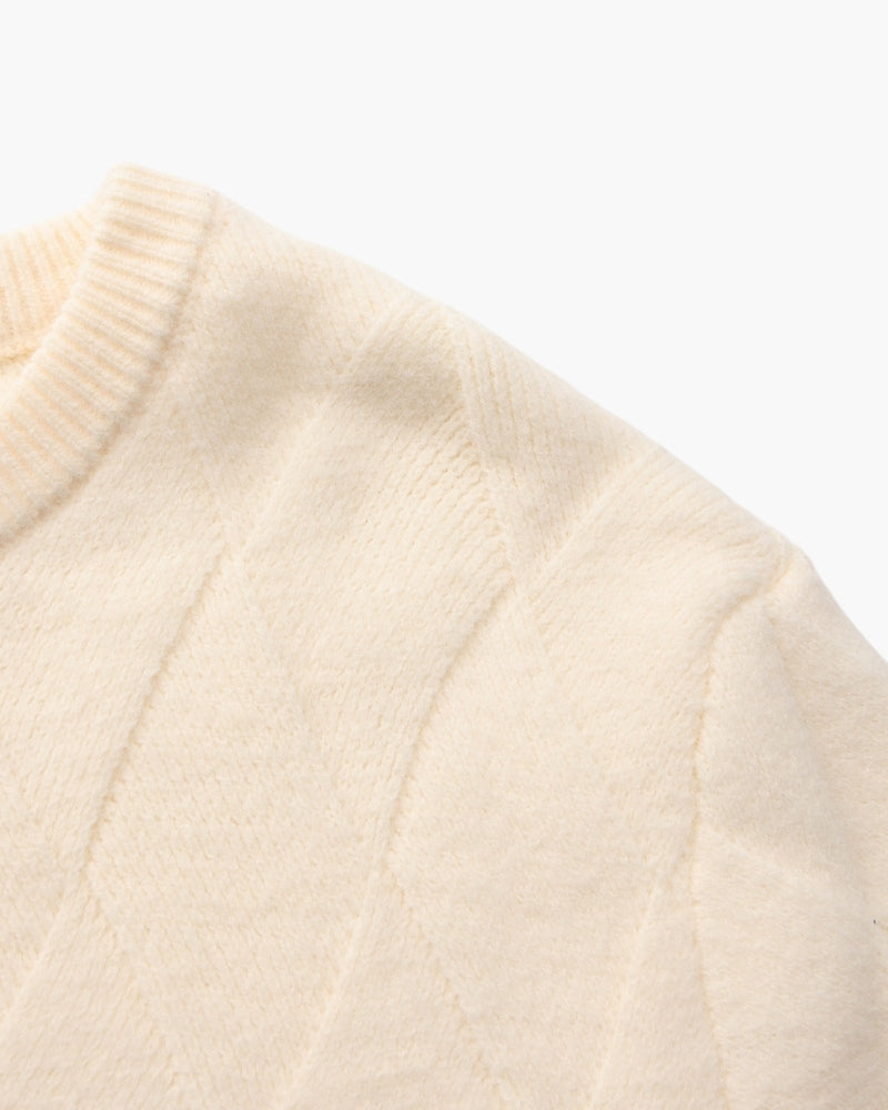 Diamond Knit Crewneck Sweater - Dalm Fashion
