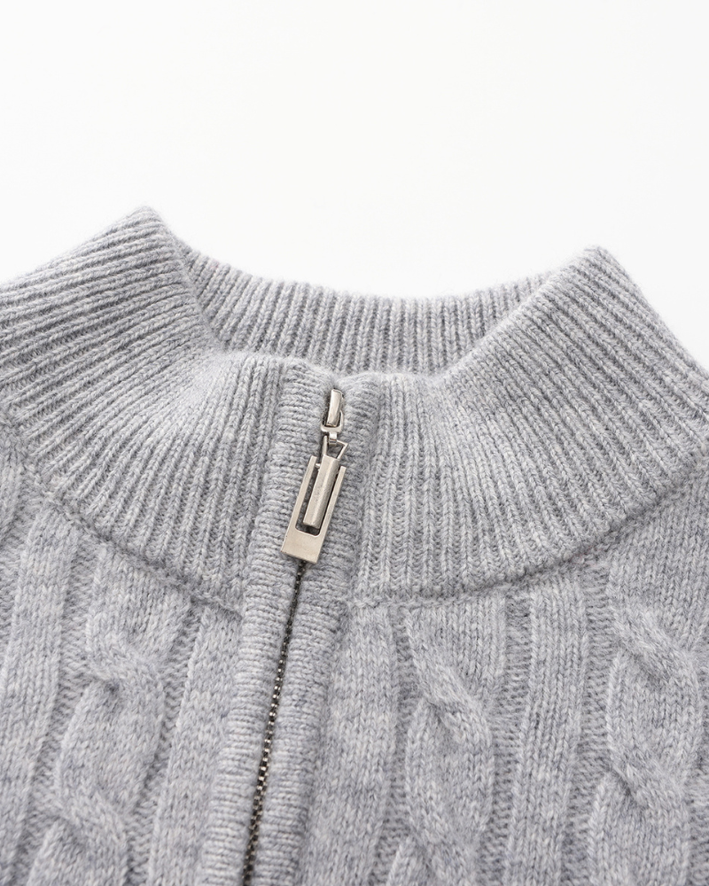 100% Cashmere Woven Half Zip - Dalm Fashion