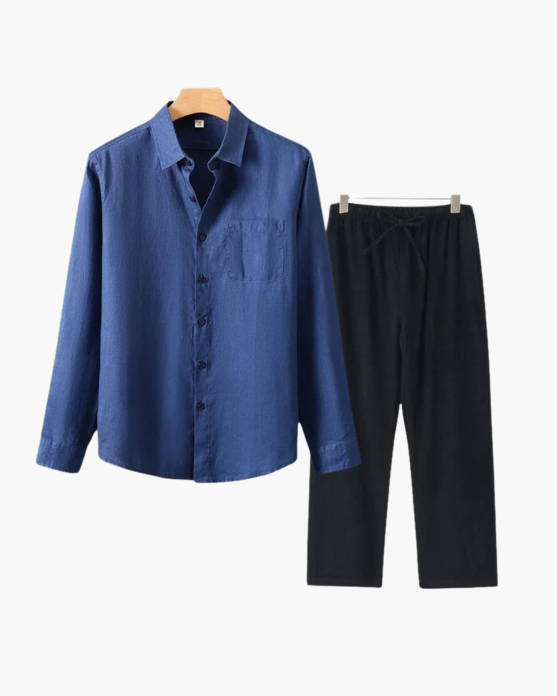 Linen Combo Set (Long Sleeve) - Dalm Fashion