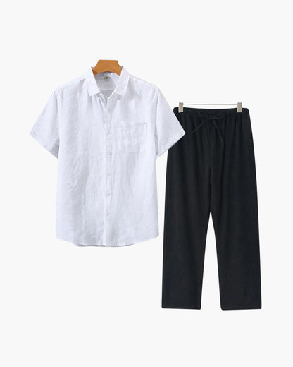 Linen Combo Set (Short Sleeve) - Dalm Fashion