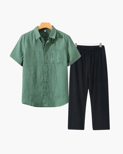 Linen Combo Set (Short Sleeve) - Dalm Fashion