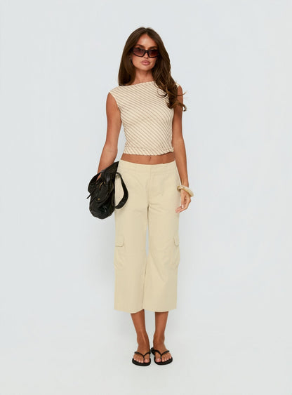 Indee Cropped Cargo Pants Beige