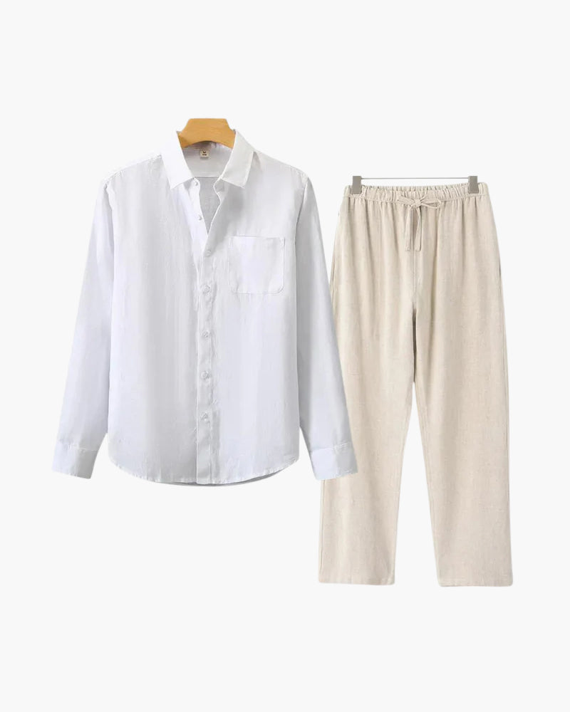 Linen Combo Set (Long Sleeve) - Dalm Fashion