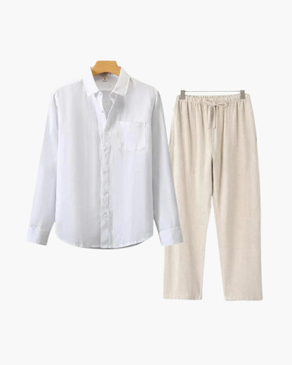 Linen Combo Set (Long Sleeve) - Dalm Fashion