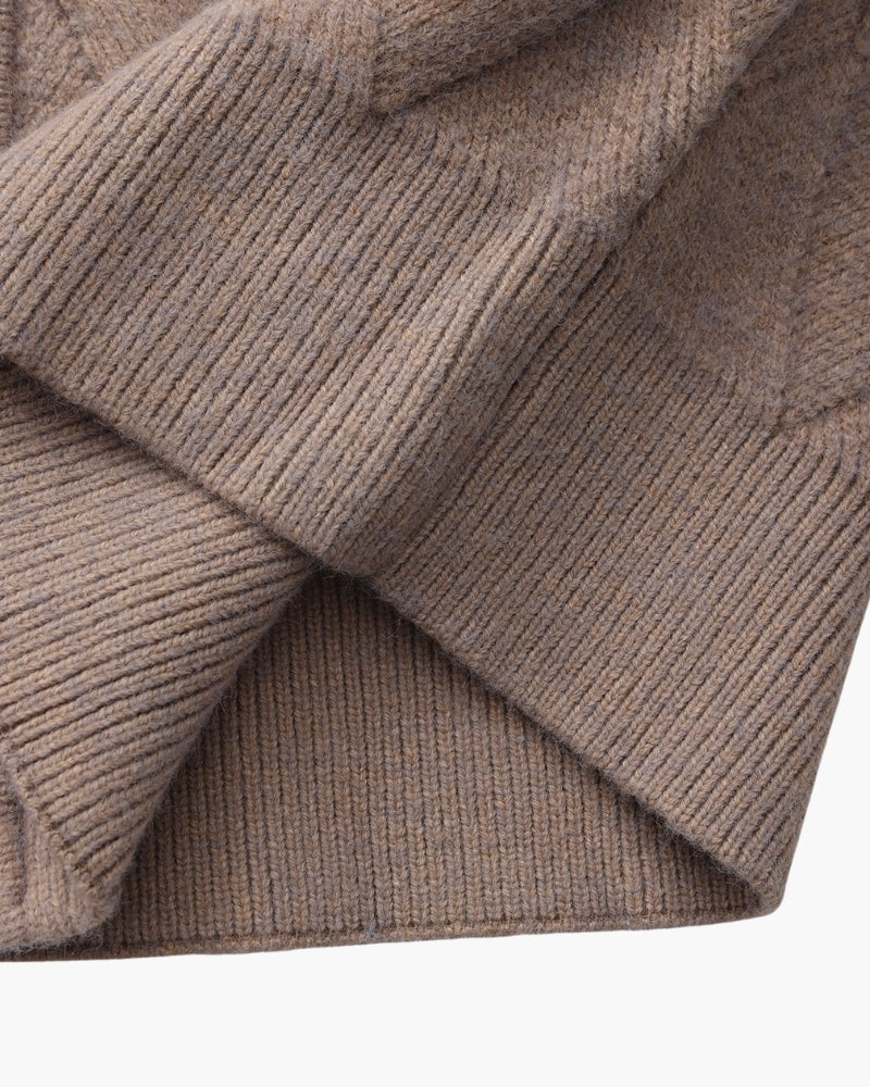 Heritage Diamond Knit Zip Cardigan - Dalm Fashion