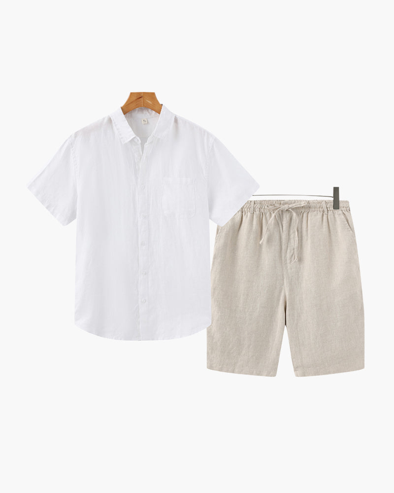 Linen Combo Set with Shorts - Dalm Fashion