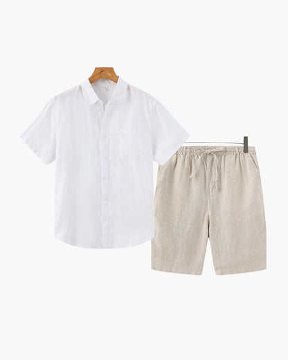 Linen Combo Set with Shorts - Dalm Fashion