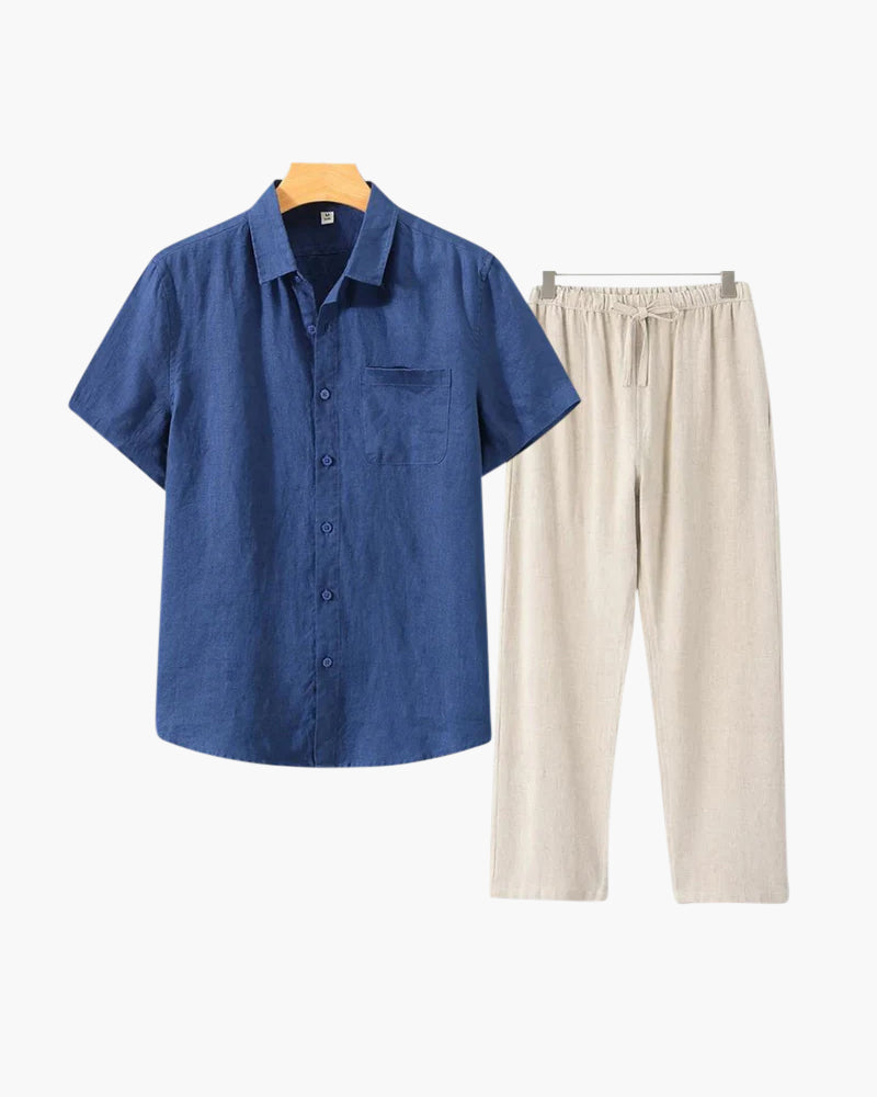 Linen Combo Set (Short Sleeve) - Dalm Fashion