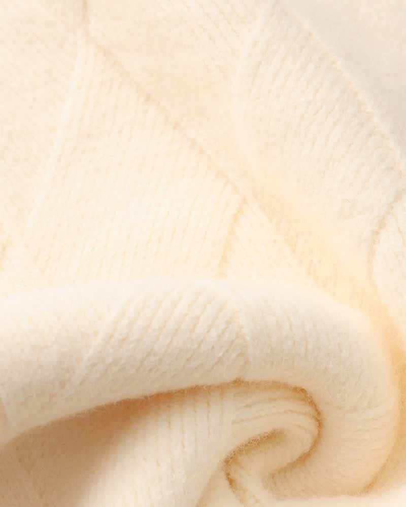 Diamond Knit Crewneck Sweater - Dalm Fashion