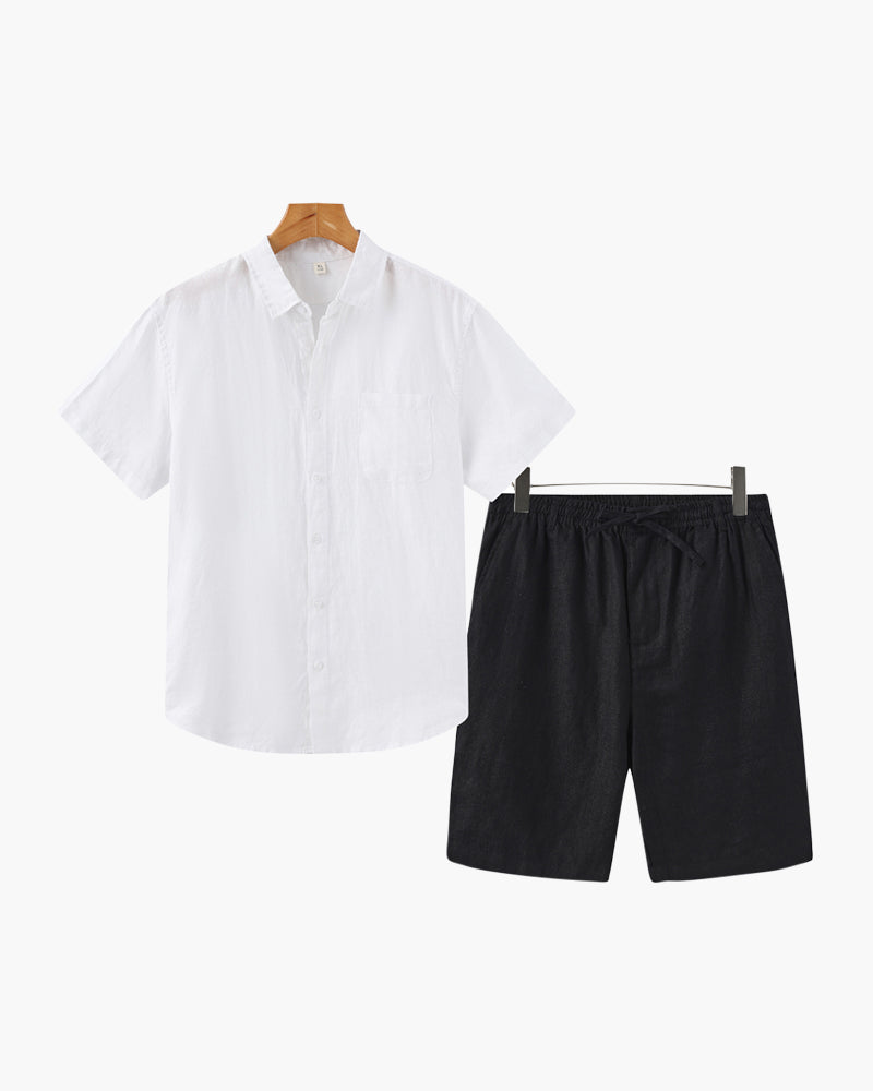 Linen Combo Set with Shorts - Dalm Fashion