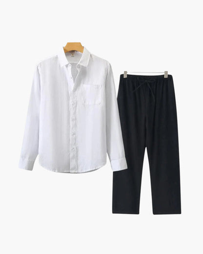 Linen Combo Set (Long Sleeve) - Dalm Fashion
