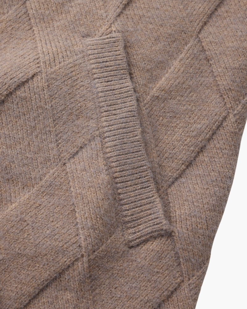 Heritage Diamond Knit Zip Cardigan - Dalm Fashion