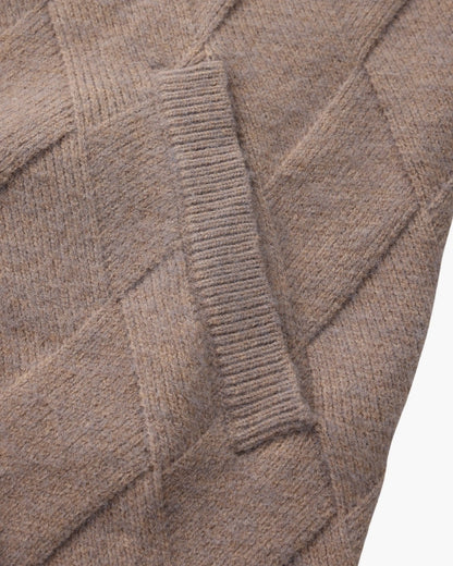 Heritage Diamond Knit Zip Cardigan - Dalm Fashion