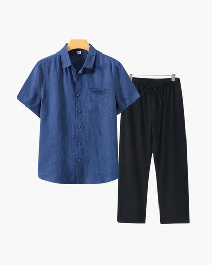 Linen Combo Set (Short Sleeve) - Dalm Fashion