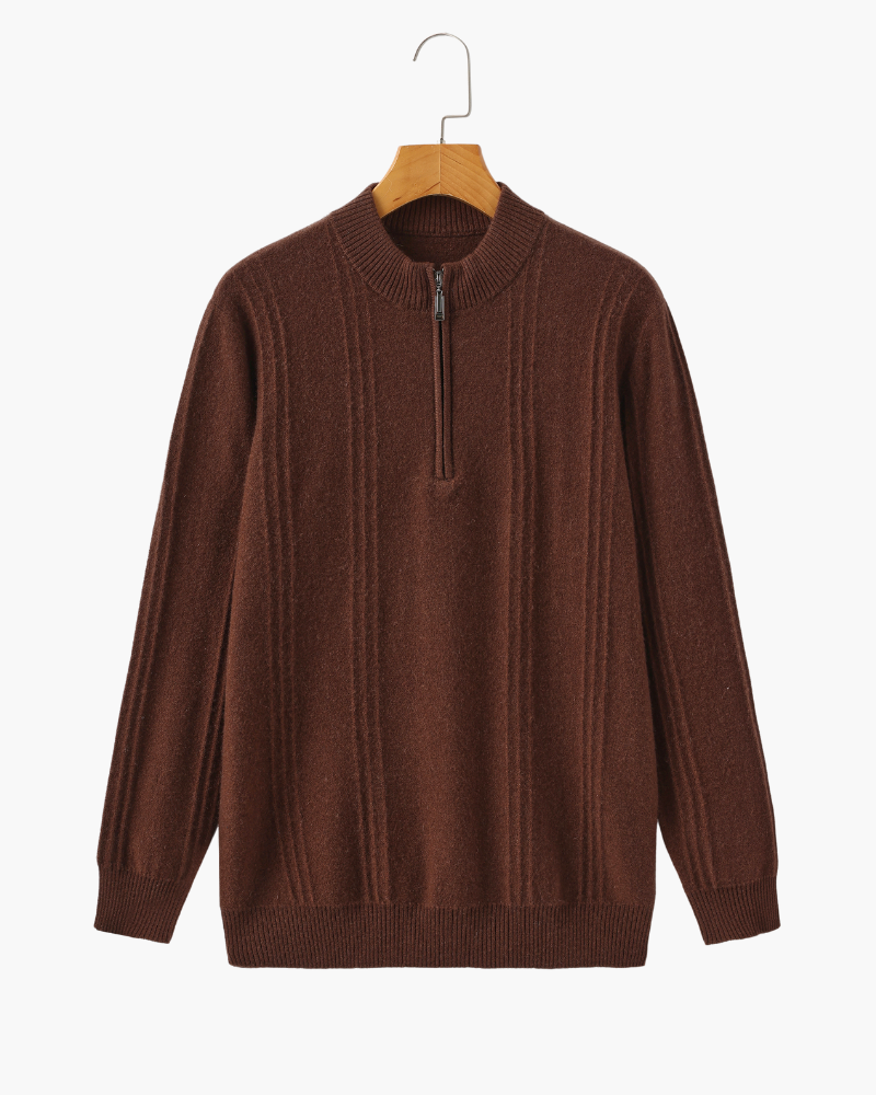 100% Cashmere Ribbed Half Zip - Dalm Fashion