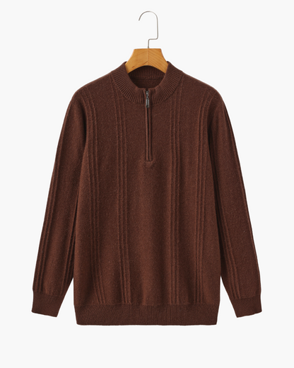 100% Cashmere Ribbed Half Zip - Dalm Fashion
