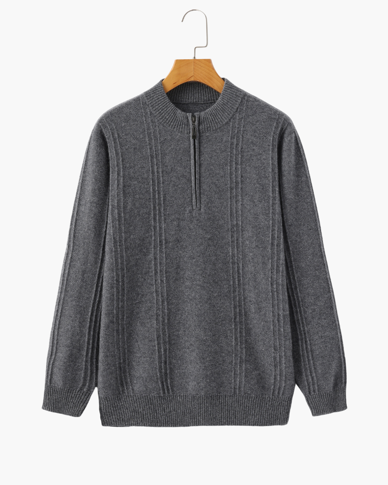 100% Cashmere Ribbed Half Zip - Dalm Fashion