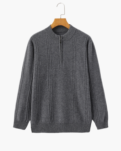 100% Cashmere Ribbed Half Zip - Dalm Fashion