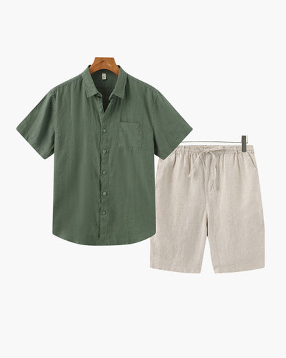 Linen Combo Set with Shorts - Dalm Fashion