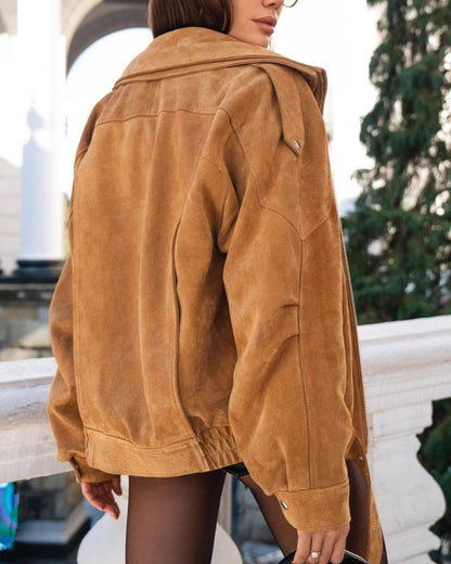 Vintage Suede Drape Jacket - Dalm Fashion