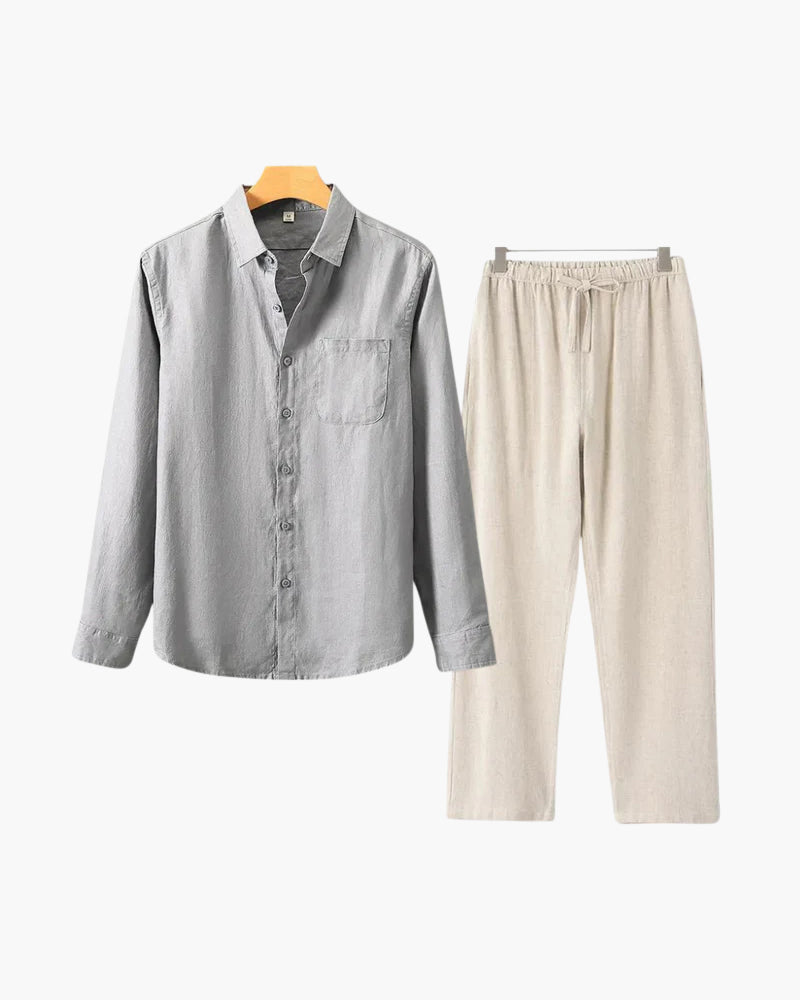 Linen Combo Set (Long Sleeve) - Dalm Fashion