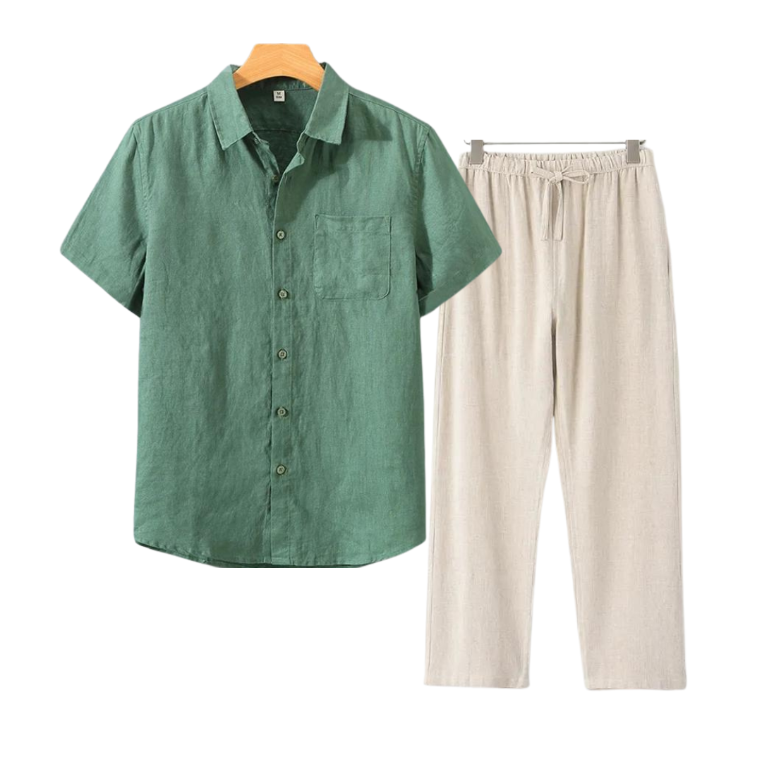 TheighT Linen Set (Short) - Dalm Fashion