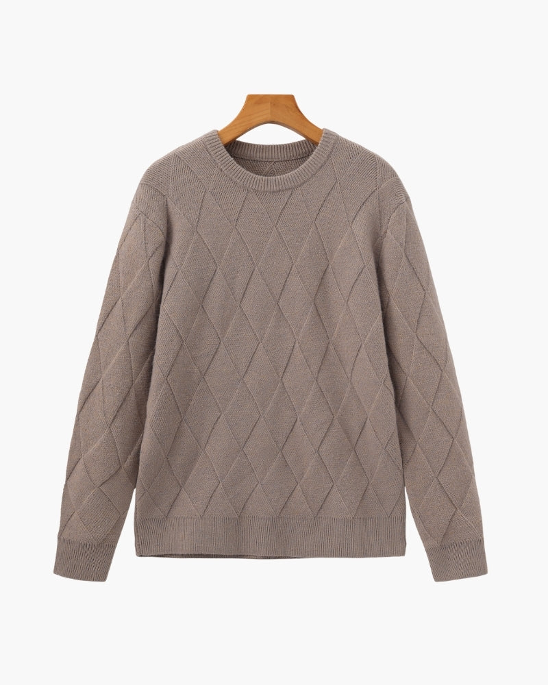 Diamond Knit Crewneck Sweater - Dalm Fashion