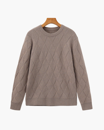 Diamond Knit Crewneck Sweater - Dalm Fashion