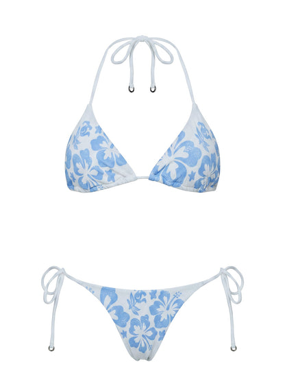 Jenner Tie Side Bikini Bottoms Blue / White Hibiscus