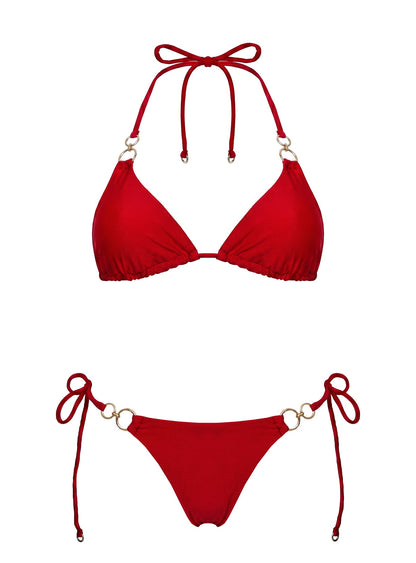 Coastal Chaos Tie Side Bikini Bottoms Red