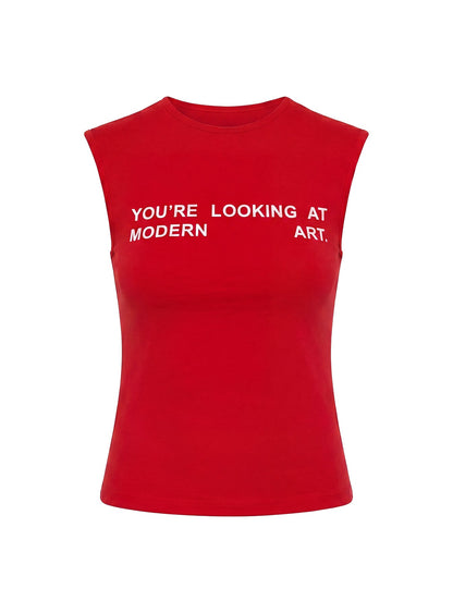 Modern Art Graphic Baby Tee Red