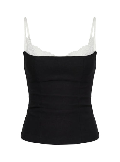 Renaissance Corset Lace Top Black / White