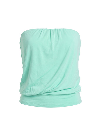 Taleisa Gathered Drape Strapless Top Aqua