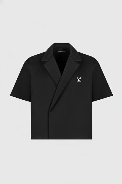 Boxy-twill-double-breasted-shirt-cream - Dalm Fashion