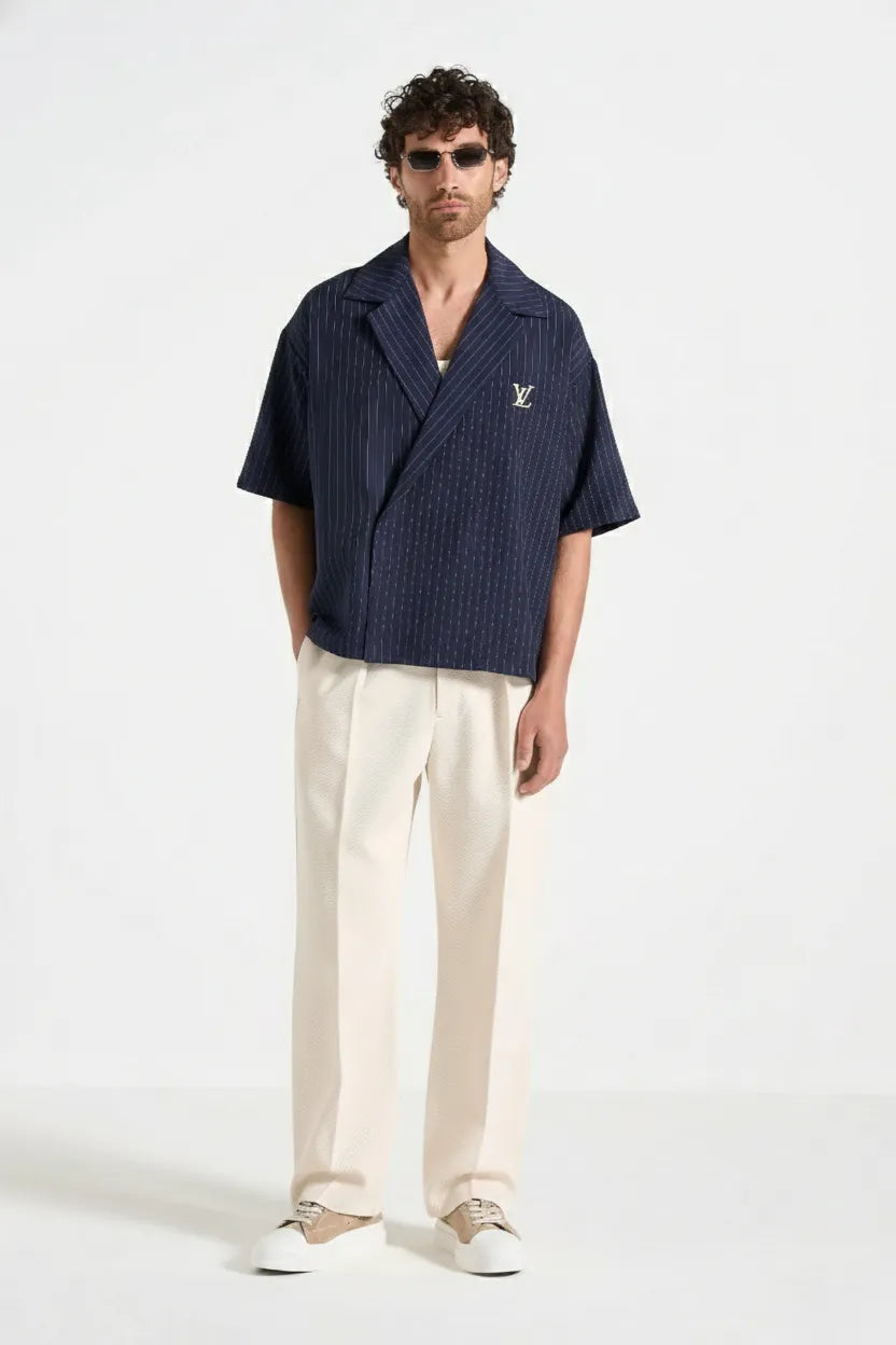 Boxy-twill-double-breasted-shirt-cream - Dalm Fashion