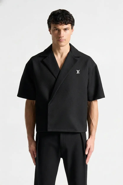 Boxy-twill-double-breasted-shirt-cream - Dalm Fashion