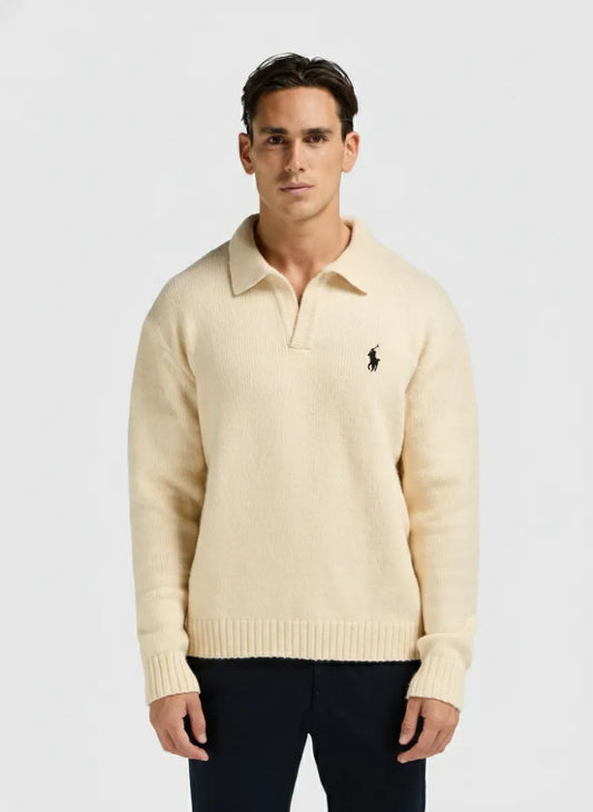 Heavy Knit Polo - Dark Grey - Dalm Fashion