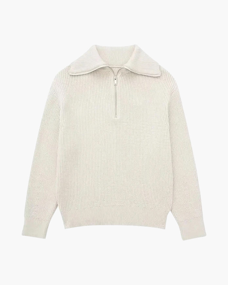 Striped Zip Up Sweater - Dalm Fashion