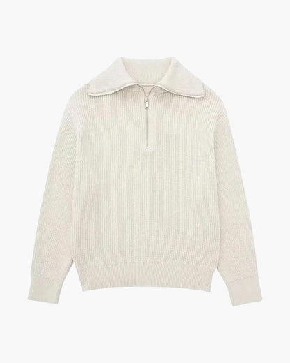 Striped Zip Up Sweater - Dalm Fashion