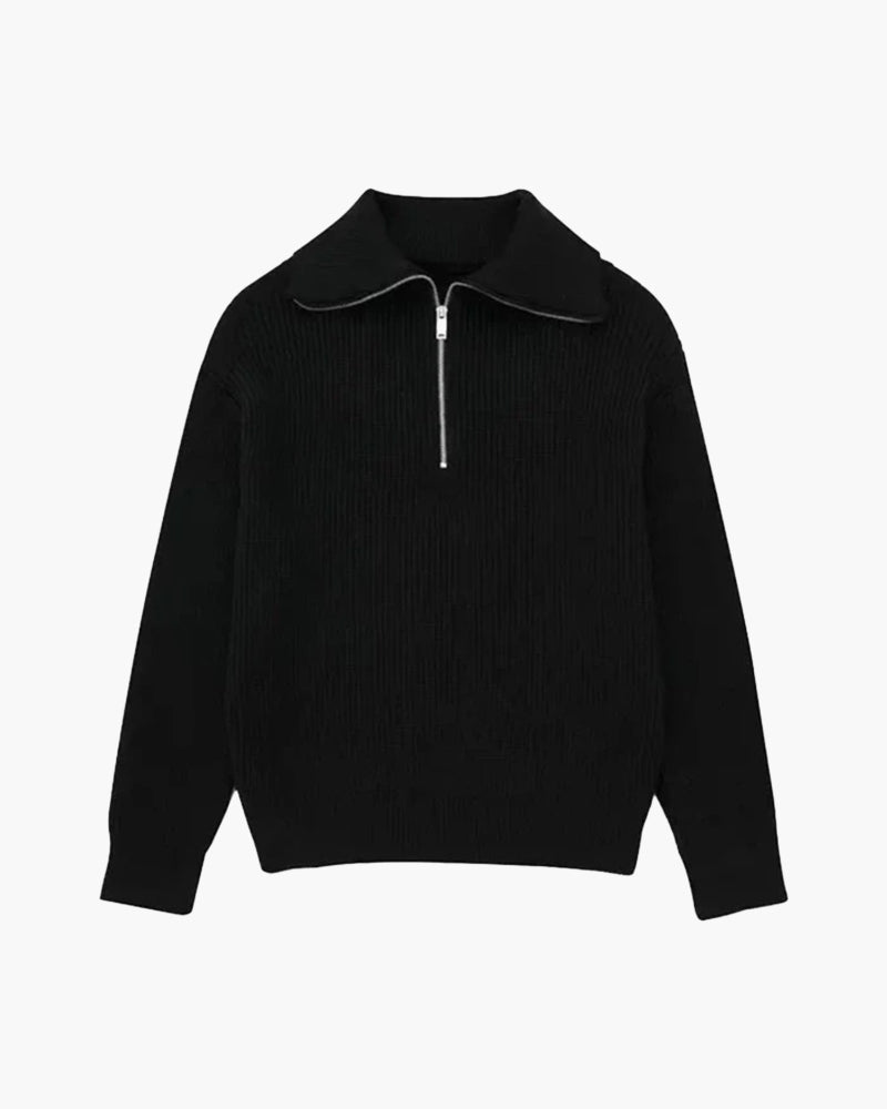 Striped Zip Up Sweater - Dalm Fashion