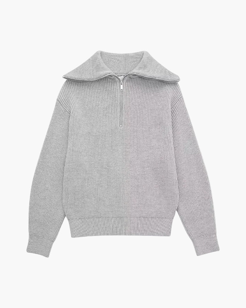 Striped Zip Up Sweater - Dalm Fashion